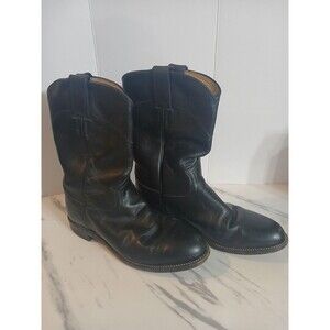 Justin 3703L  Cora Women's Classic Ropers Leather Cowboy Boots Black Size 7C